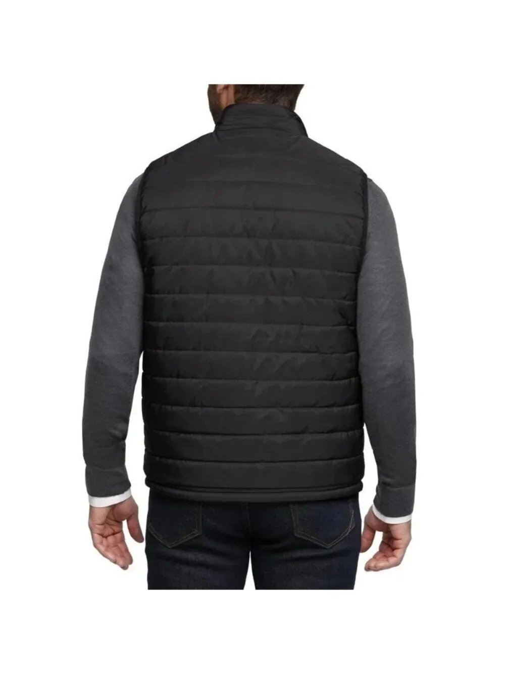 Banana Republic Men's M Quilted Zip-Up Vest Black Polyester-Cotton Blend M0947